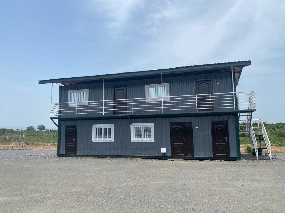 Completed two-storey modular container building project.